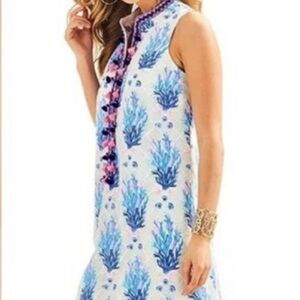 Lilly Pulitzer Jane Shift Seaspray Gray Off Shore Size 0 Blue/white/pink color